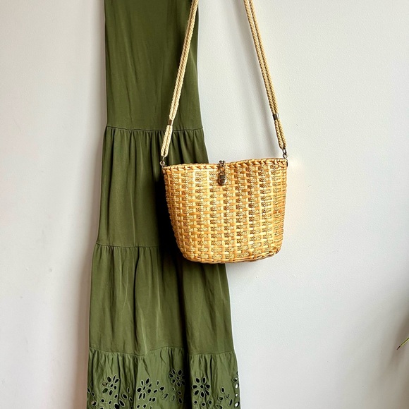 Vintage Made in Italy “Walborg” Elegant Tan Woven Rattan Basket Bag - Picture 2 of 12